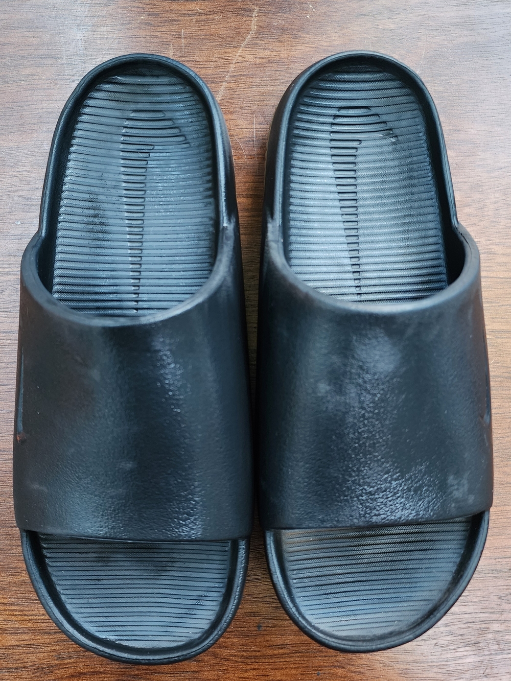 Nike Calm Slides Triple Black Minimalist Foam Comfort M8/W9 - Picture 3 of 9